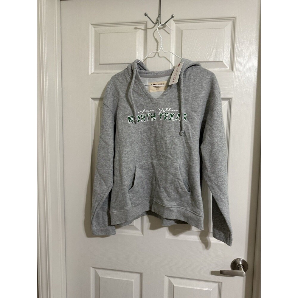 Red Shirt Women's North Texas Mean Green Gray Pullover Hoodie Pockets M